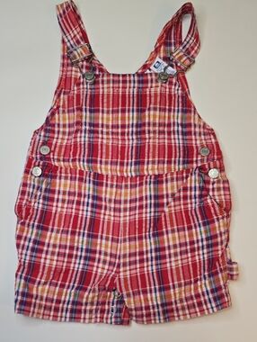 All Mine Red Plaid Cotton Shortalls